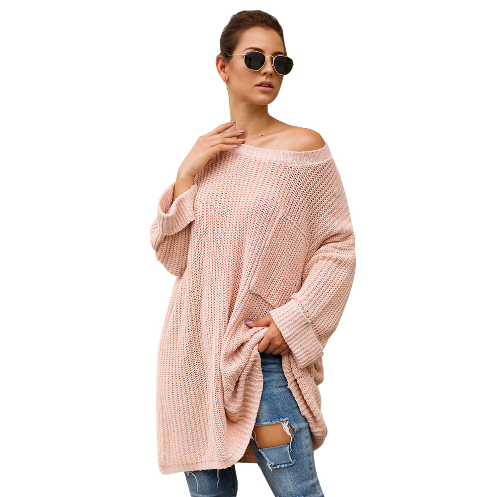 SZ60241-1 Drop Shoulder Solid Pocket Sweater Dress